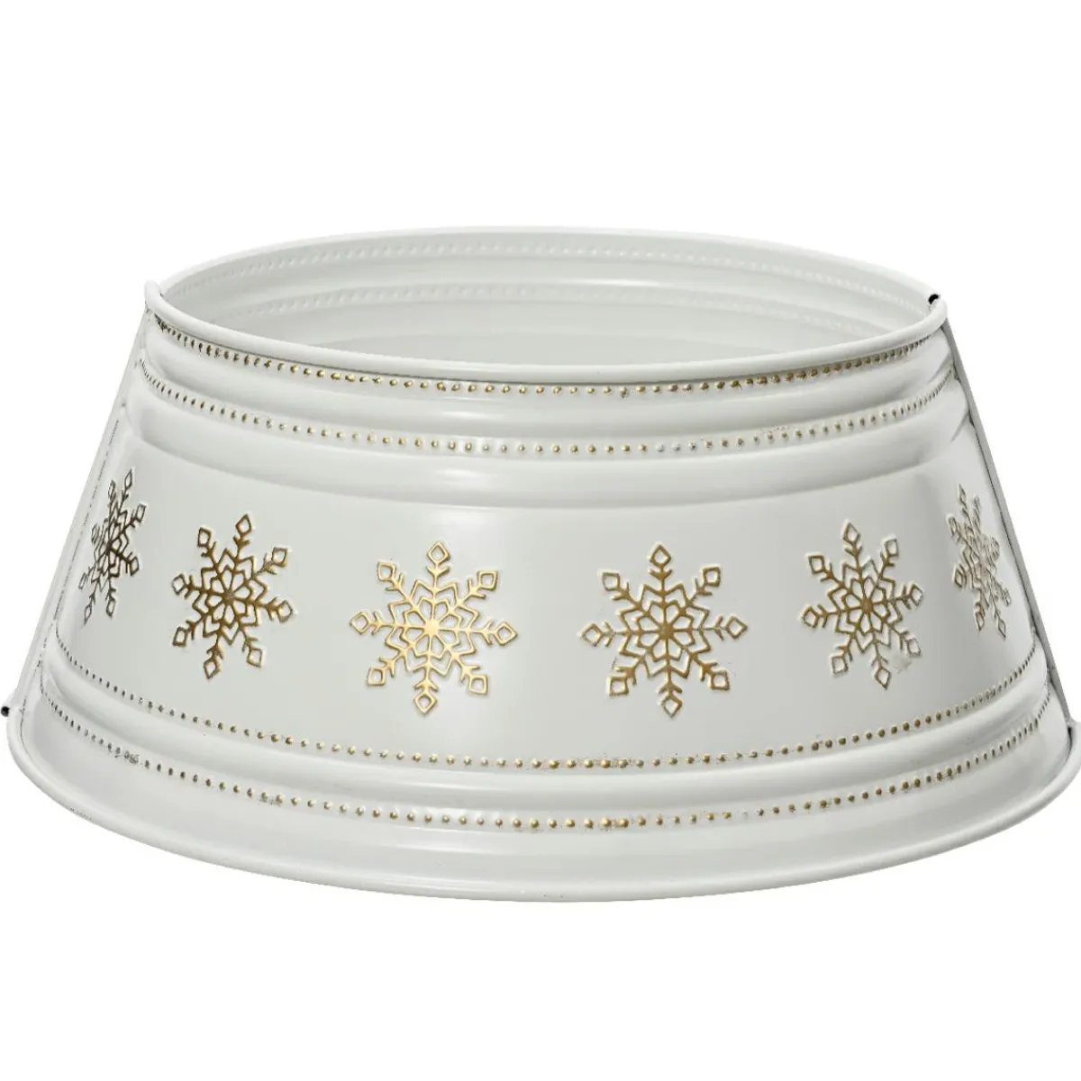 KAEMINGK Cache pied de sapin en métal (D70 cm) et Flocons dorés Blanc Online