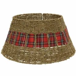 KAEMINGK Cache pied de sapin en osier (D57 cm) Tartan écossais Rouge Discount