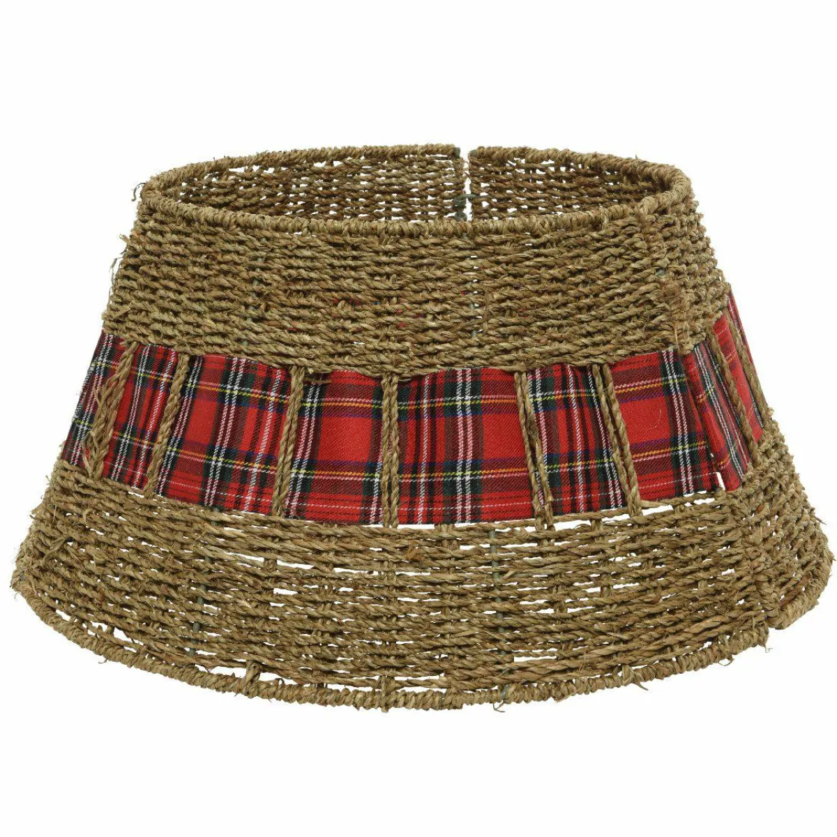 KAEMINGK Cache pied de sapin en osier (D57 cm) Tartan écossais Rouge Discount