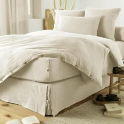 EMINZA Cache-sommier Gaze de coton (160 x 200 cm) Gaïa pampa Beige Sale