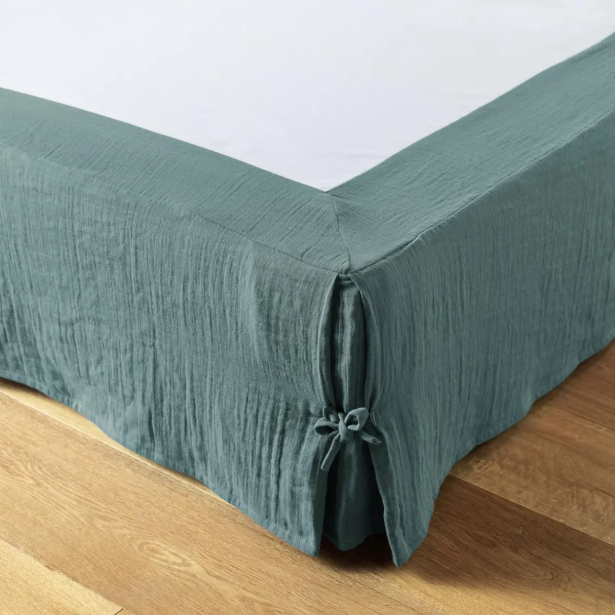 EMINZA Cache-sommier Gaze de coton (160 x 200 cm Gaïa Bleu canard Outlet