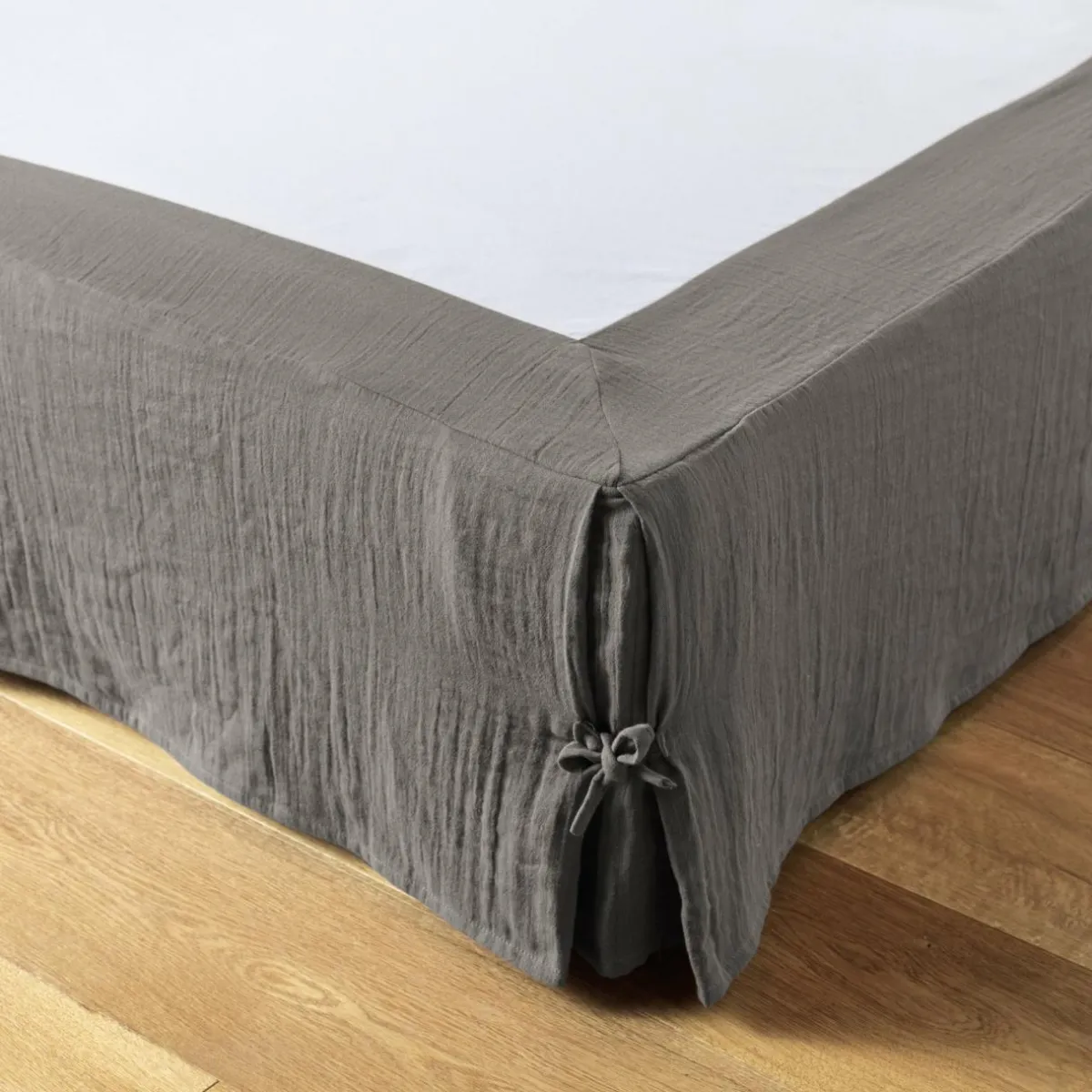 EMINZA Cache-sommier Gaze de coton (140 x 190 cm) Gaïa Gris granit Gris foncé Outlet