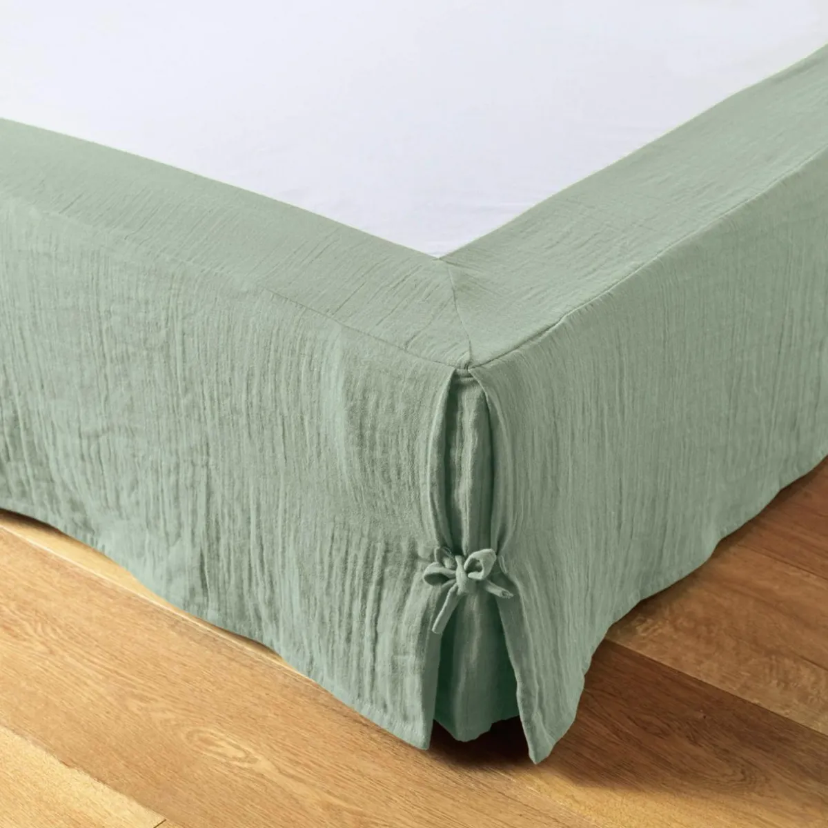 EMINZA Cache-sommier Gaze de coton (160 x 200 cm) Gaïa Vert Eucalyptus Discount
