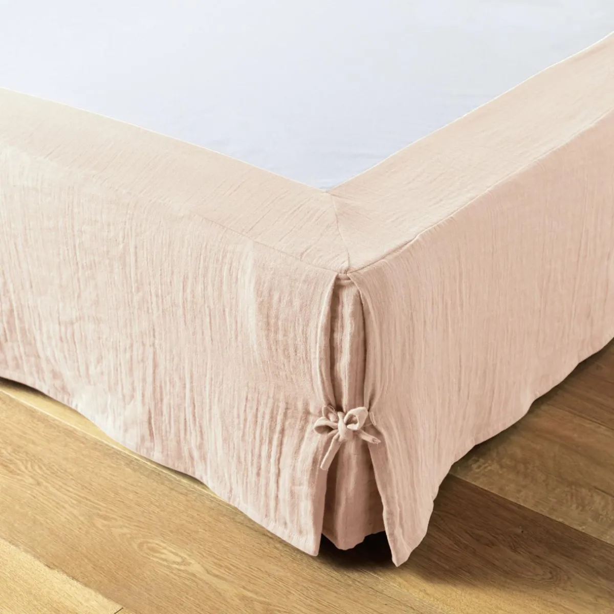 EMINZA Cache-sommier Gaze de coton (140 x 190 cm) Gaïa Rose poudré Sale