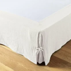 EMINZA Cache-sommier Gaze de coton (140 x 190 cm) Gaïa chantilly Blanc New