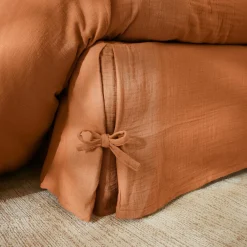 EMINZA Cache-sommier Gaze de coton (140 x 190 cm) Gaïa Abricot Discount