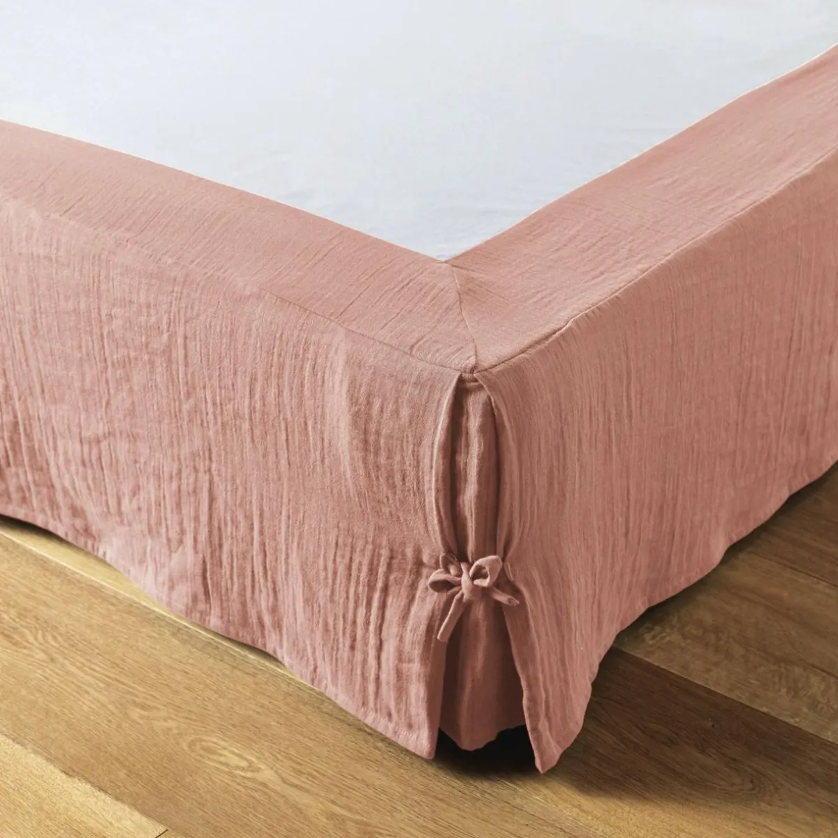 EMINZA Cache-sommier Gaze de coton (140 x 190 cm) Gaïa Rose Pêche Clearance