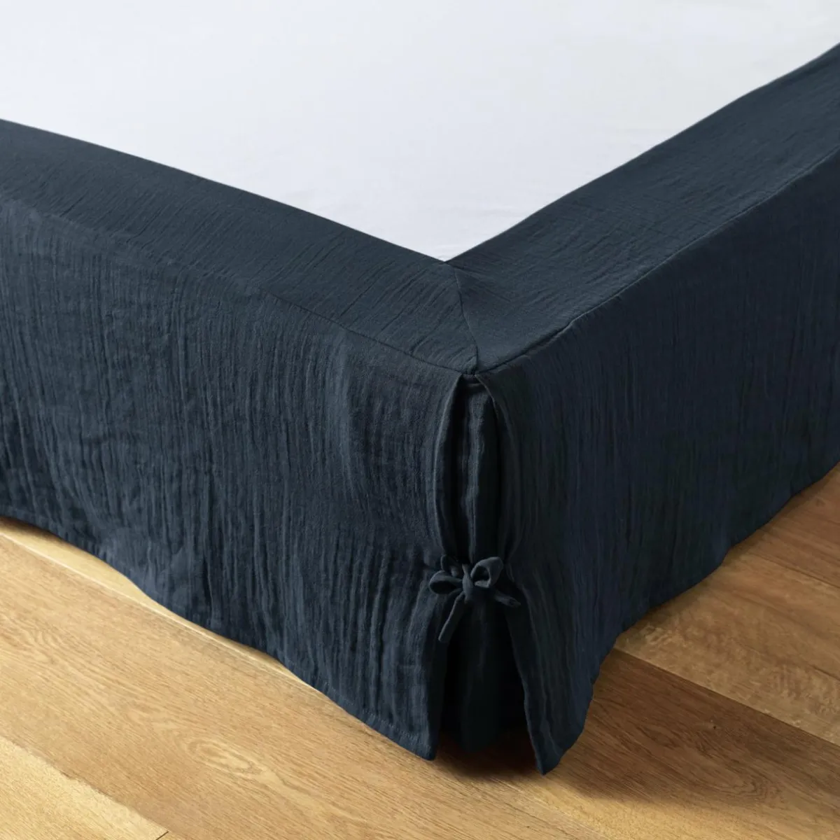 EMINZA Cache-sommier Gaze de coton (180 x 200 cm) Gaïa Bleu nuit