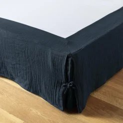 EMINZA Cache-sommier Gaze de coton (160 x 200 cm) Gaïa Bleu nuit New