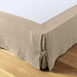EMINZA Cache-sommier Gaze de coton (90 x 190 cm) Gaïa Ficelle Hot