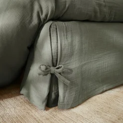 EMINZA Cache-sommier Gaze de coton (90 x 190 cm) Gaïa Vert romarin Discount