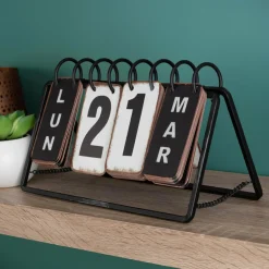 ATMOSPHERA Calendrier à poser en métal (H14 cm ) Vintage Noir Sale