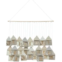 JJA Calendrier de l'avent à suspendre (90 x 70 cm) Maisonnettes de Noël Naturel Discount