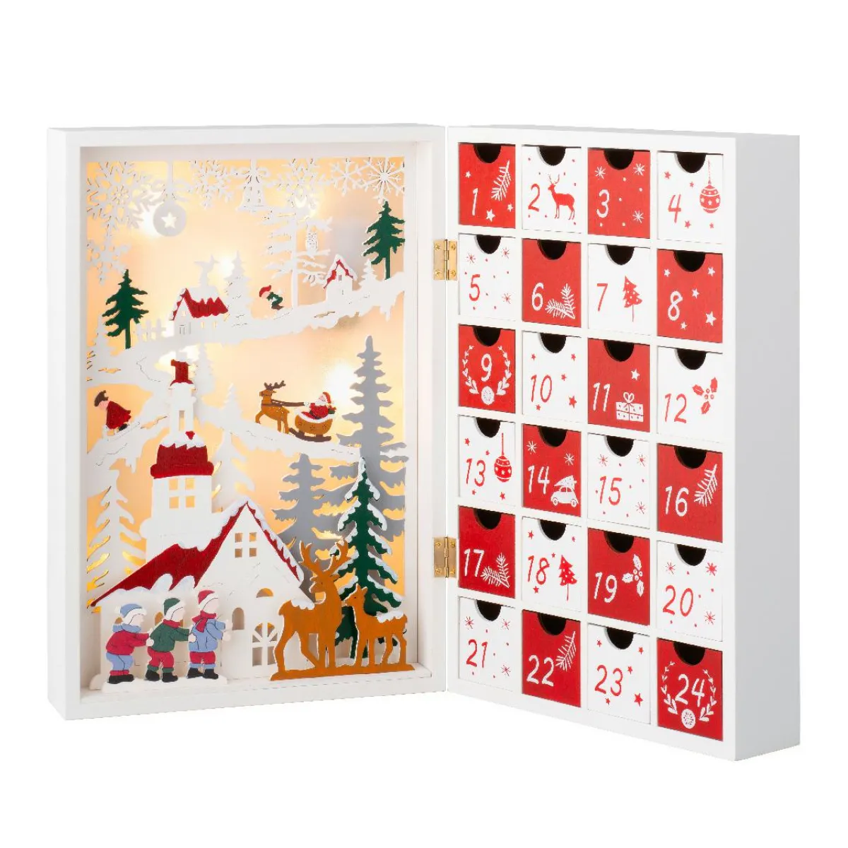 KAEMINGK Calendrier de l'Avent lumineux à remplir Paysage de Noël Enchanté Multicolore
