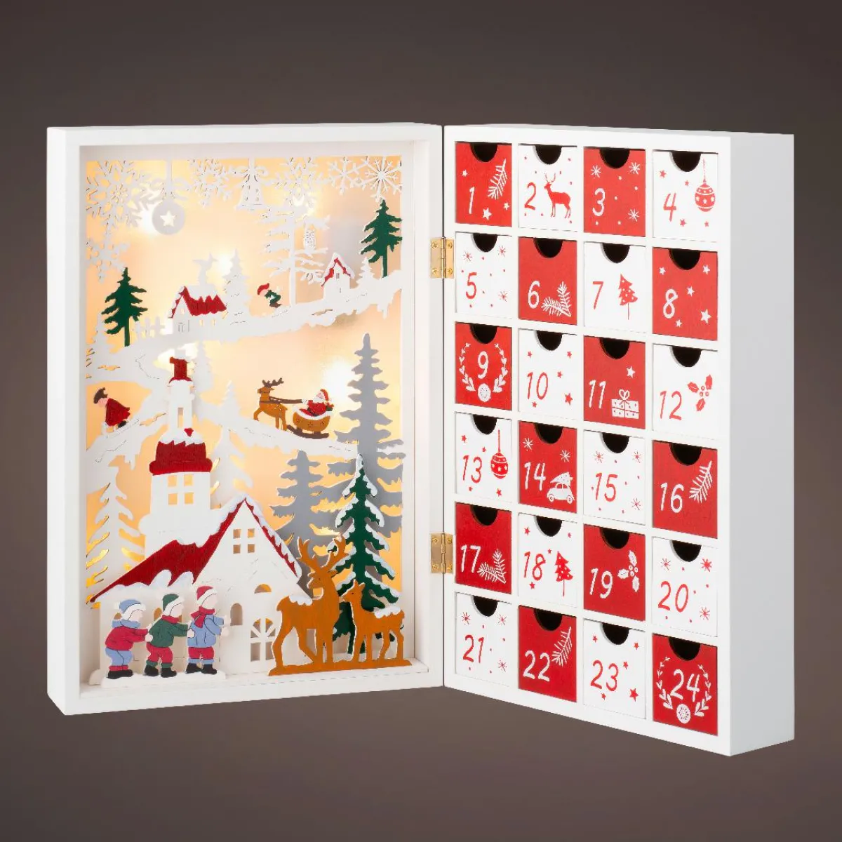 KAEMINGK Calendrier de l'Avent lumineux à remplir Paysage de Noël Enchanté Multicolore