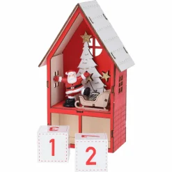 KOOPMAN Calendrier de l'Avent lumineux Maison du Père Noël Rouge Clearance
