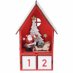 KOOPMAN Calendrier de l'Avent lumineux Maison du Père Noël Rouge Clearance