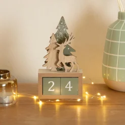 KAEMINGK Calendrier de Noël cubes en bois (H18 cm) Cerf Naturel Sale