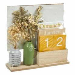 OSTARIA Calendrier perpetuel (24 x H17 cm) Fleurs séchées Multicolore Outlet