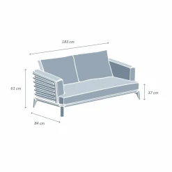 MOBELLIA Canapé de jardin en aluminium 2 places Monte Carlo Gris anthracite et beige Anthracite - Beige Clearance
