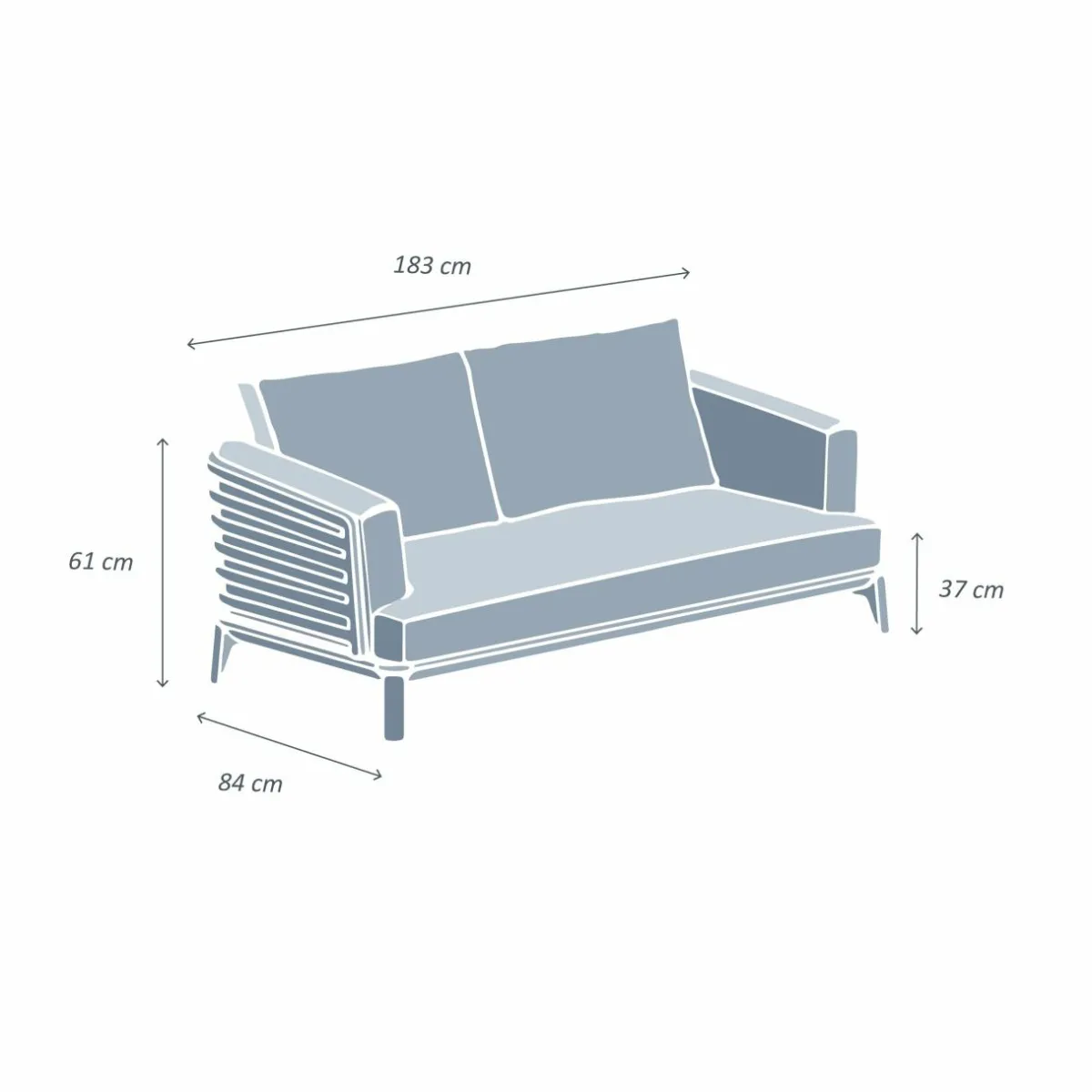 MOBELLIA Canapé de jardin en aluminium 2 places Monte Carlo Gris Anthracite Online