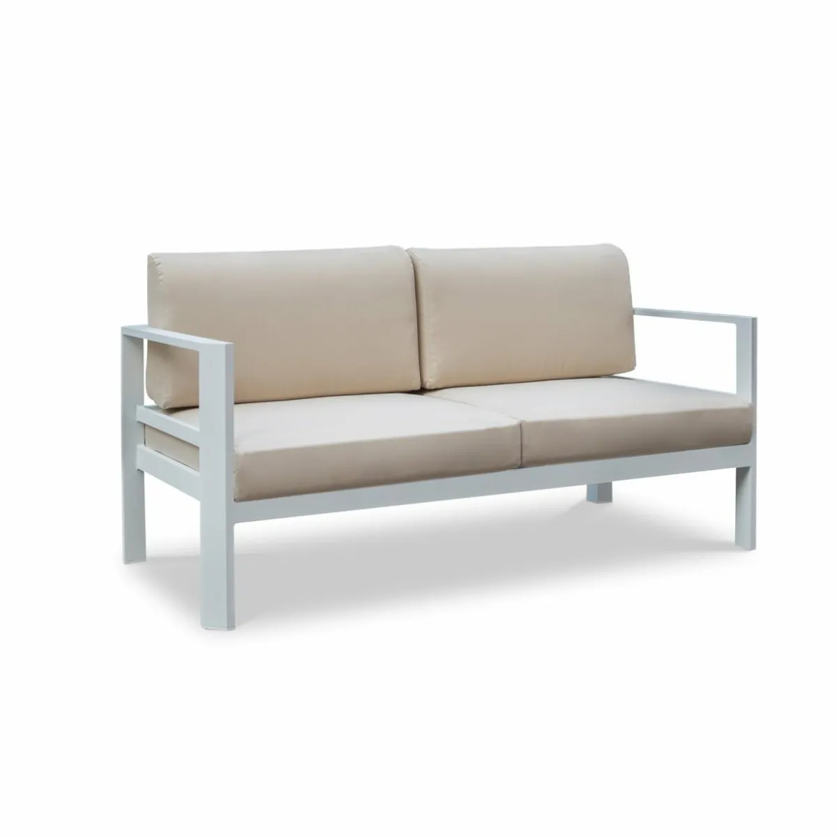 MOBELLIA Canapé de jardin en aluminium 2 places Ostara et taupe Blanc