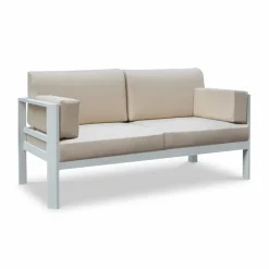 MOBELLIA Canapé de jardin en aluminium 2 places Ostara et taupe Blanc