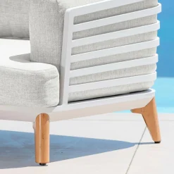 MOBELLIA Canapé de jardin en aluminium 2 places Monte Carlo Blanc et gris clair Blanc - Gris Clair Online