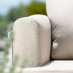 MOBELLIA Canapé de jardin en aluminium 2 places Monte Carlo Blanc et taupe Blanc - Taupe