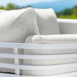 MOBELLIA Canapé de jardin en aluminium 3 places Monte Carlo Blanc et gris clair Blanc - Gris Clair Clearance