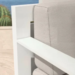 MOBELLIA Canapé de jardin en aluminium 2 places Elba Blanc et taupe Blanc - Taupe Clearance