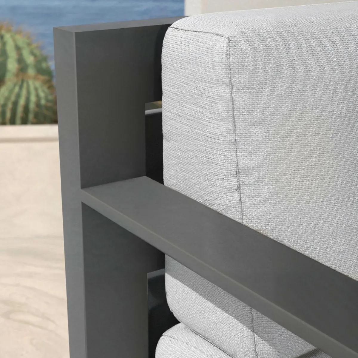 MOBELLIA Canapé de jardin en aluminium 2 places Elba Gris anthracite et gris clair Anthracite - Gris Clair