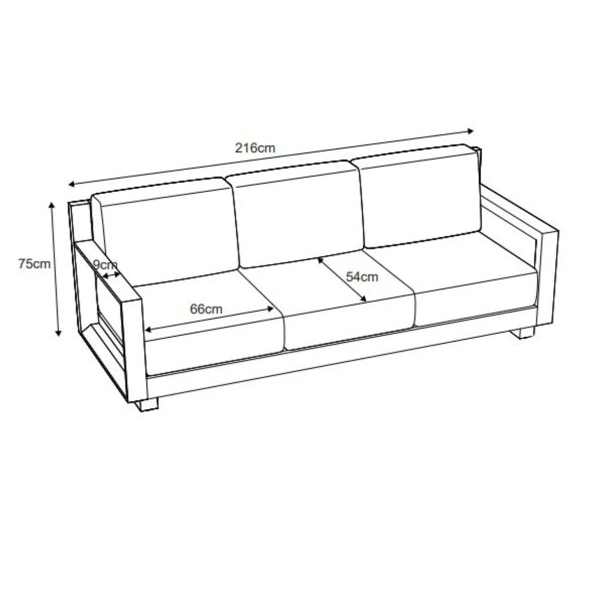 MOBELLIA Canapé de jardin en aluminium 3 places Elba Blanc et taupe Blanc - Taupe Clearance