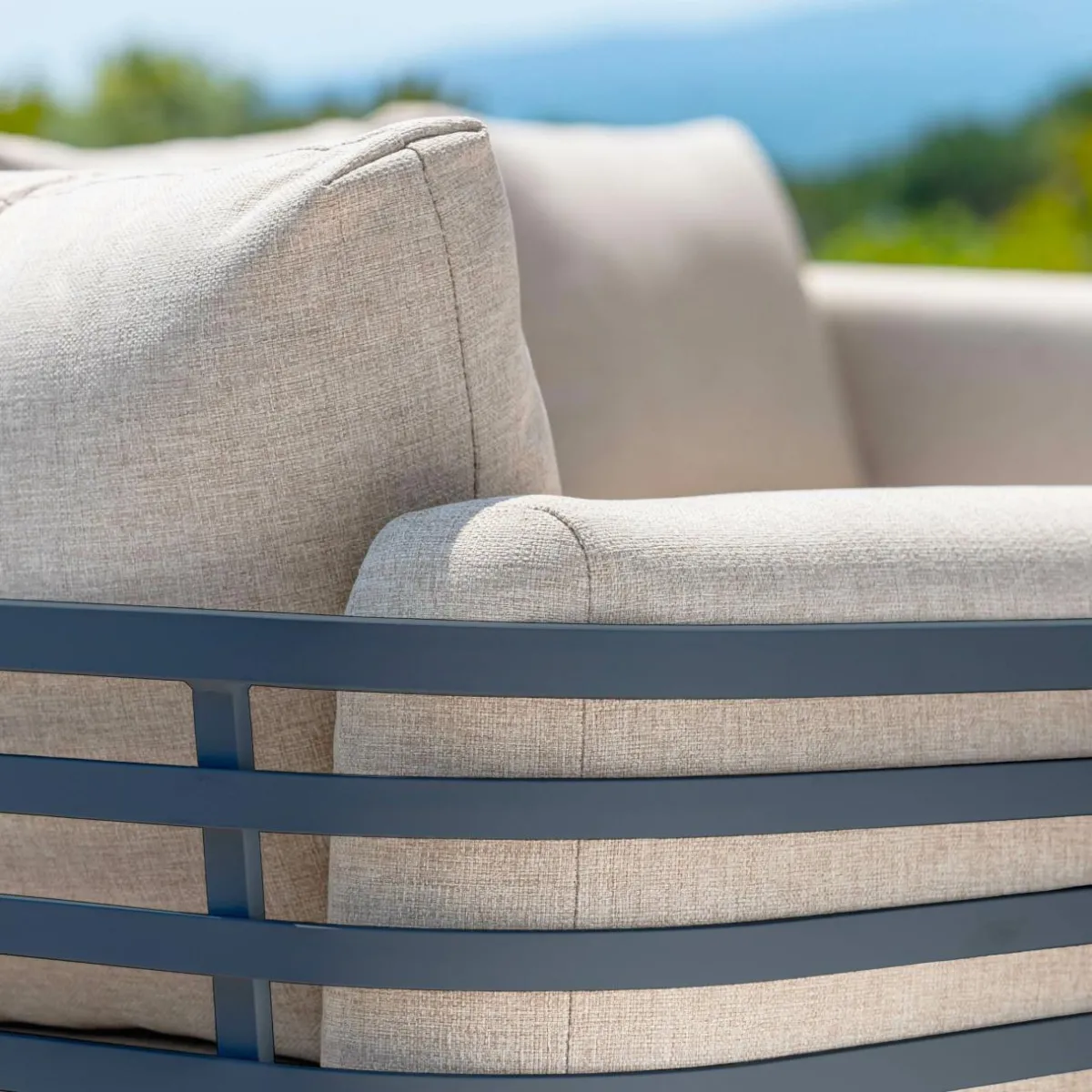 MOBELLIA Canapé de jardin en aluminium 2 places Monte Carlo Gris anthracite et taupe Anthracite - Taupe Clearance