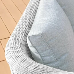 MOBELLIA Canapé de jardin en résine tressée 2 places Calvi Blanc et gris clair Tressé Blanc - Gris clair Best