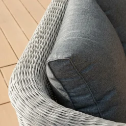 MOBELLIA Canapé de jardin en résine tressée 2 places Calvi Gris et gris foncé Tressé Gris - Anthracite Best