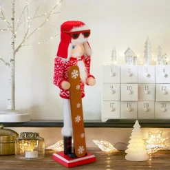 JJA Casse-noisette en bois (H38 cm) Bernardo en snow et blanc Rouge Hot