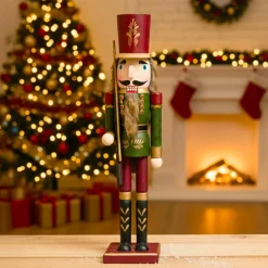 KAEMINGK Casse-noisette en bois (H50 cm) Timothé la royauté Vert et Bordeaux Hot