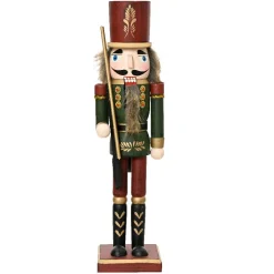 KAEMINGK Casse-noisette en bois (H50 cm) Timothé la royauté Vert et Bordeaux Hot