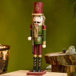 KAEMINGK Casse-noisette en bois (H50 cm) Timothé la royauté Vert et Bordeaux Hot