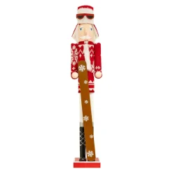 JJA Casse-noisette en bois (H106 cm) Tomi en ski et blanc Rouge Sale