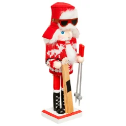 JJA Casse-noisette en bois (H25 cm) Tomi en ski et blanc Rouge Hot