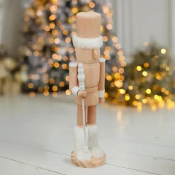 JJA Casse-noisette en bois (H38 cm) Bottes fourrées Blanc et bois clair Naturel Sale