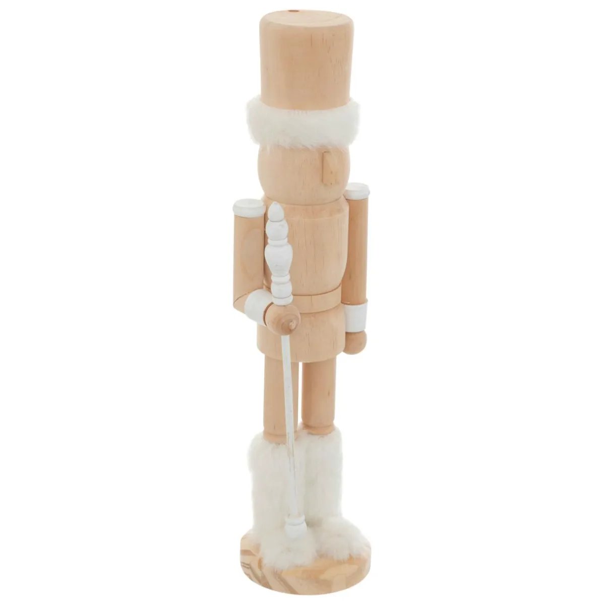 JJA Casse-noisette en bois (H38 cm) Bottes fourrées Blanc et bois clair Naturel Sale