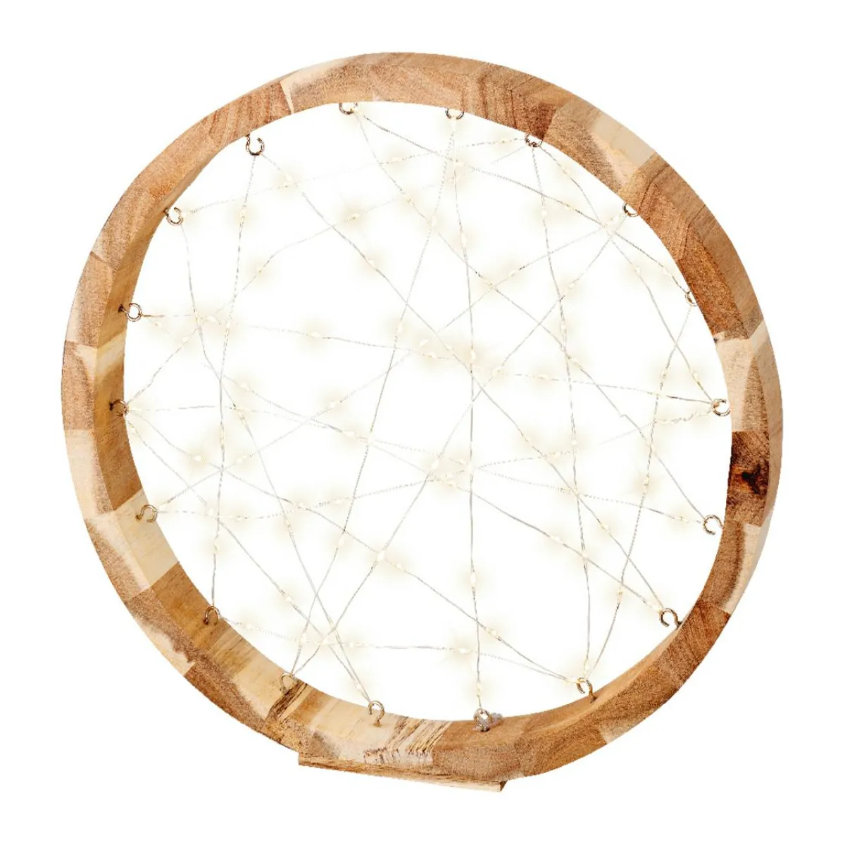 KAEMINGK Cercle lumineux à piles 97 LED (D32 cm) Astre en Blanc chaud Bois Discount