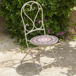 #N/A Chaise bistrot pliable en mosaïque Narbonne et rose Taupe Hot