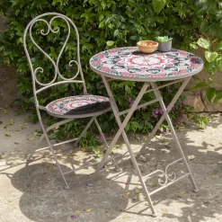 #N/A Chaise bistrot pliable en mosaïque Narbonne et rose Taupe Hot
