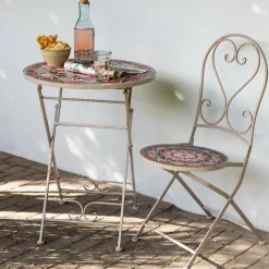 #N/A Chaise bistrot pliable en mosaïque Narbonne et rose Taupe Hot