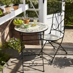 EMINZA Chaise bistrot pliable en mosaïque Athènes Beige New
