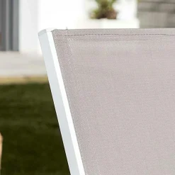 MOBELLIA Chaise de jardin aluminium empilable Murano Blanc et Taupe New